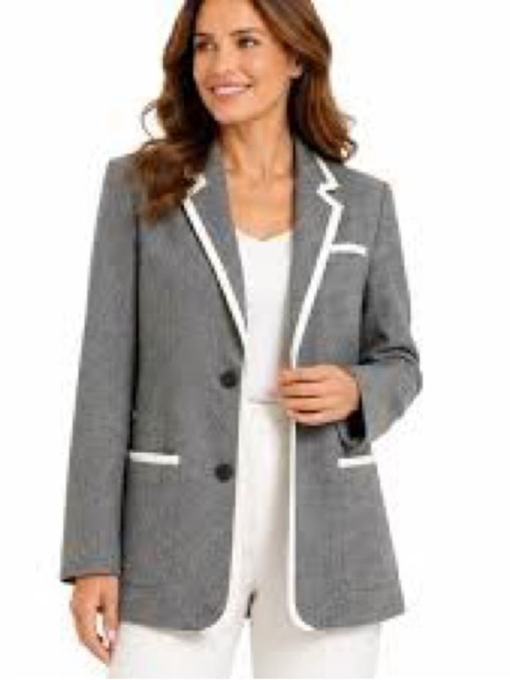 Banana Republic Gray Blazer with Cream Trim with wool